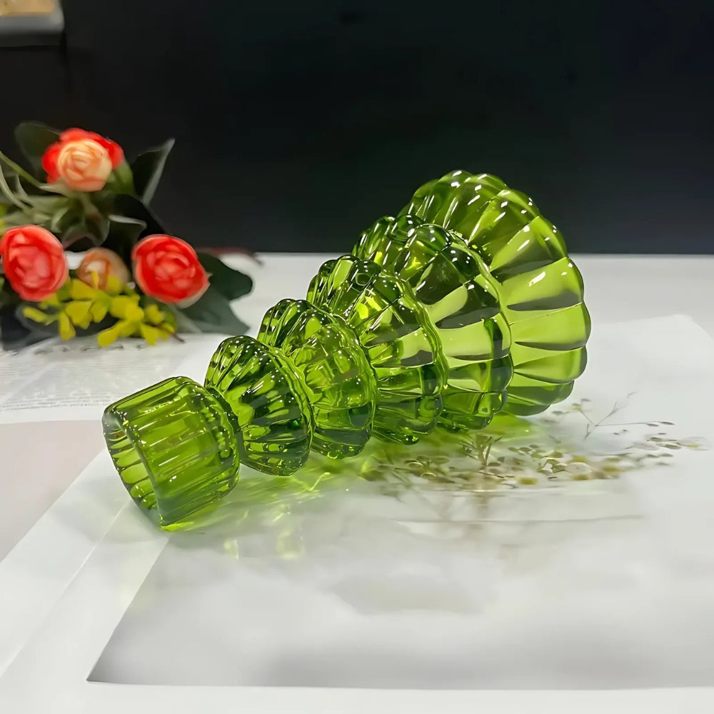 Christmas Tree Glass Candle Holders Set of 3