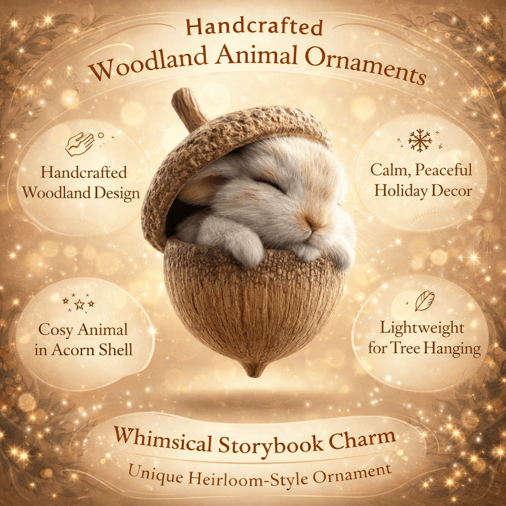 Handcrafted Woodland Animal Acorn Christmas Ornaments