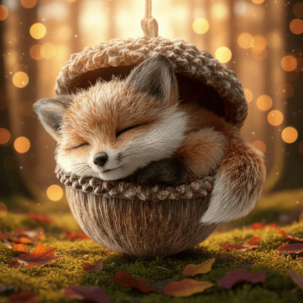 Handcrafted Woodland Animal Acorn Christmas Ornaments
