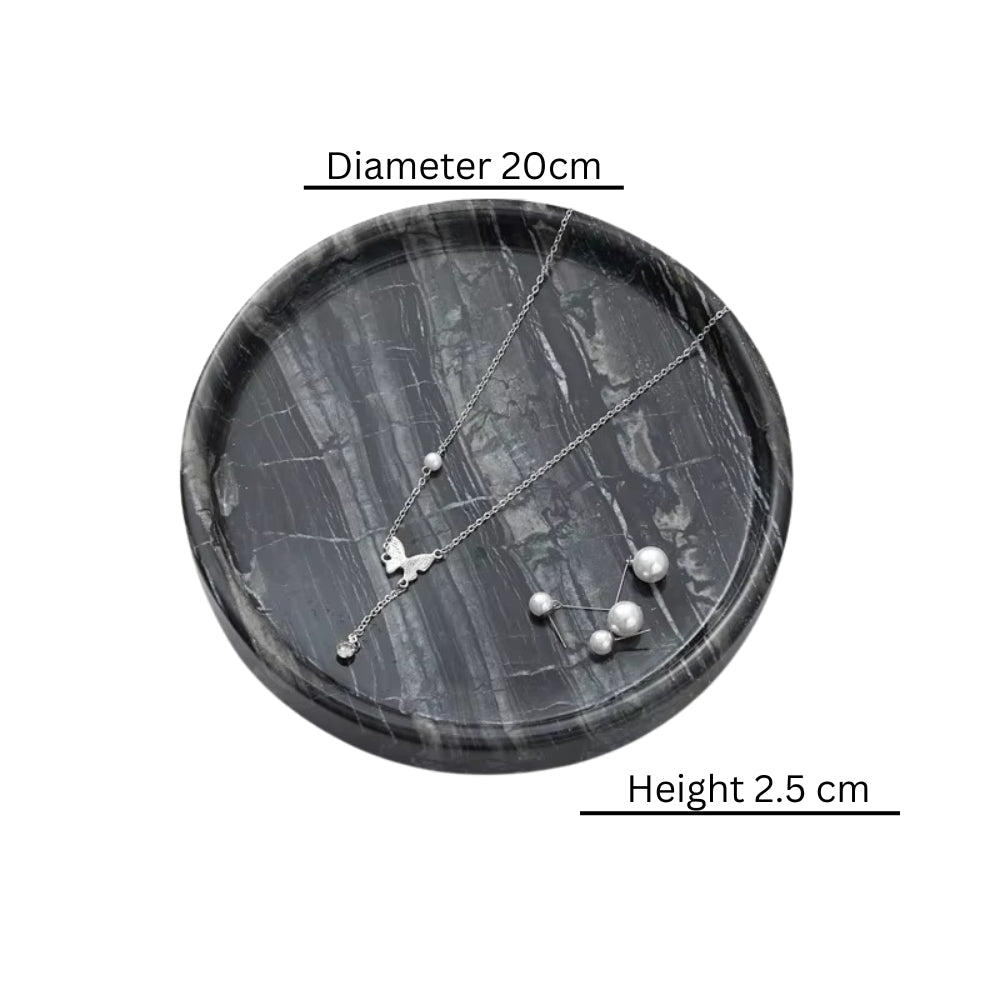 Black Marble Jewelry Tray for Vanity and Trinkets