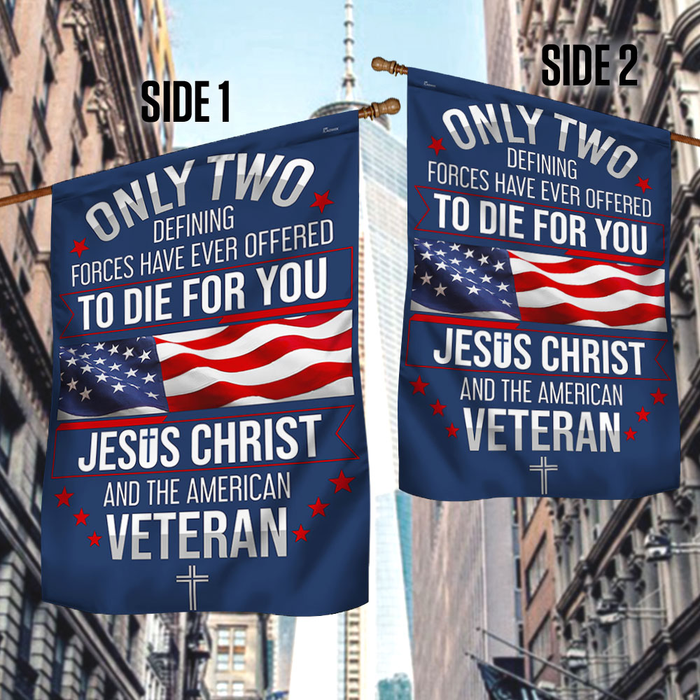 Veteran Flag with Jesus Christ Quote - Custom Double-Sided Canvas Flag