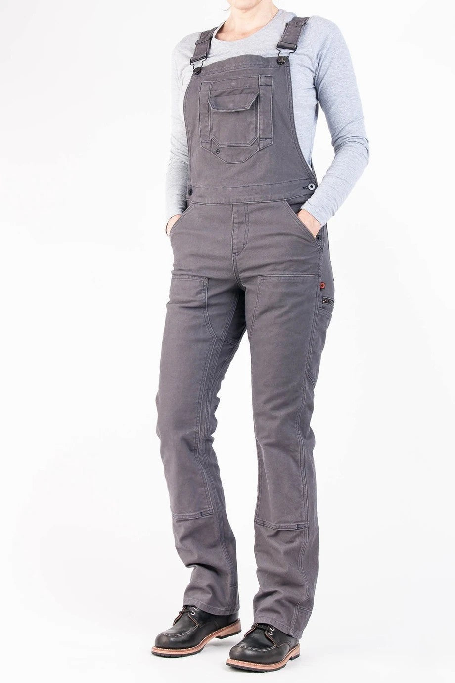 Women's Slim Fit Stretch Canvas Bib Overalls with Adjustable Suspenders