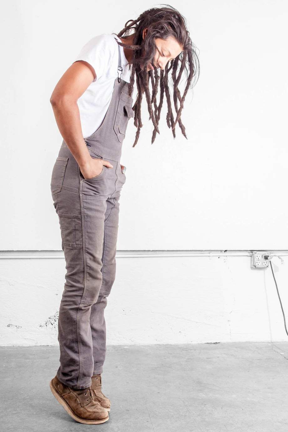 Women's Slim Fit Stretch Canvas Bib Overalls with Adjustable Suspenders