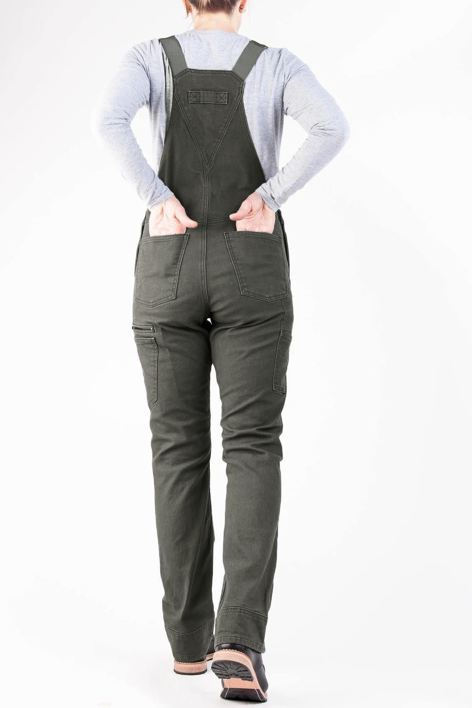 Women's Slim Fit Stretch Canvas Bib Overalls with Adjustable Suspenders
