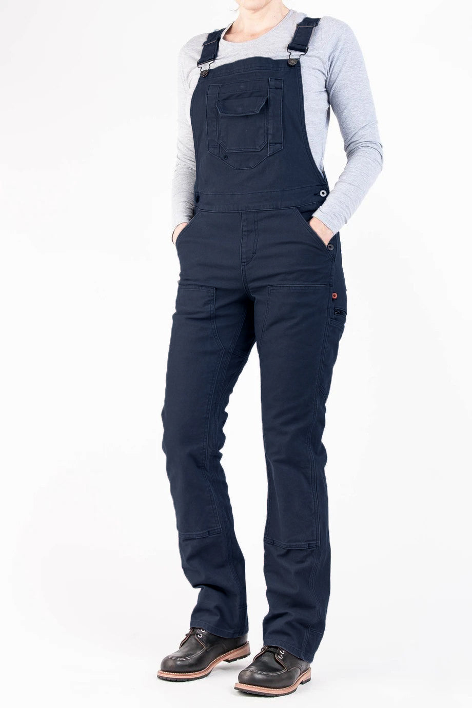 Women's Slim Fit Stretch Canvas Bib Overalls with Adjustable Suspenders