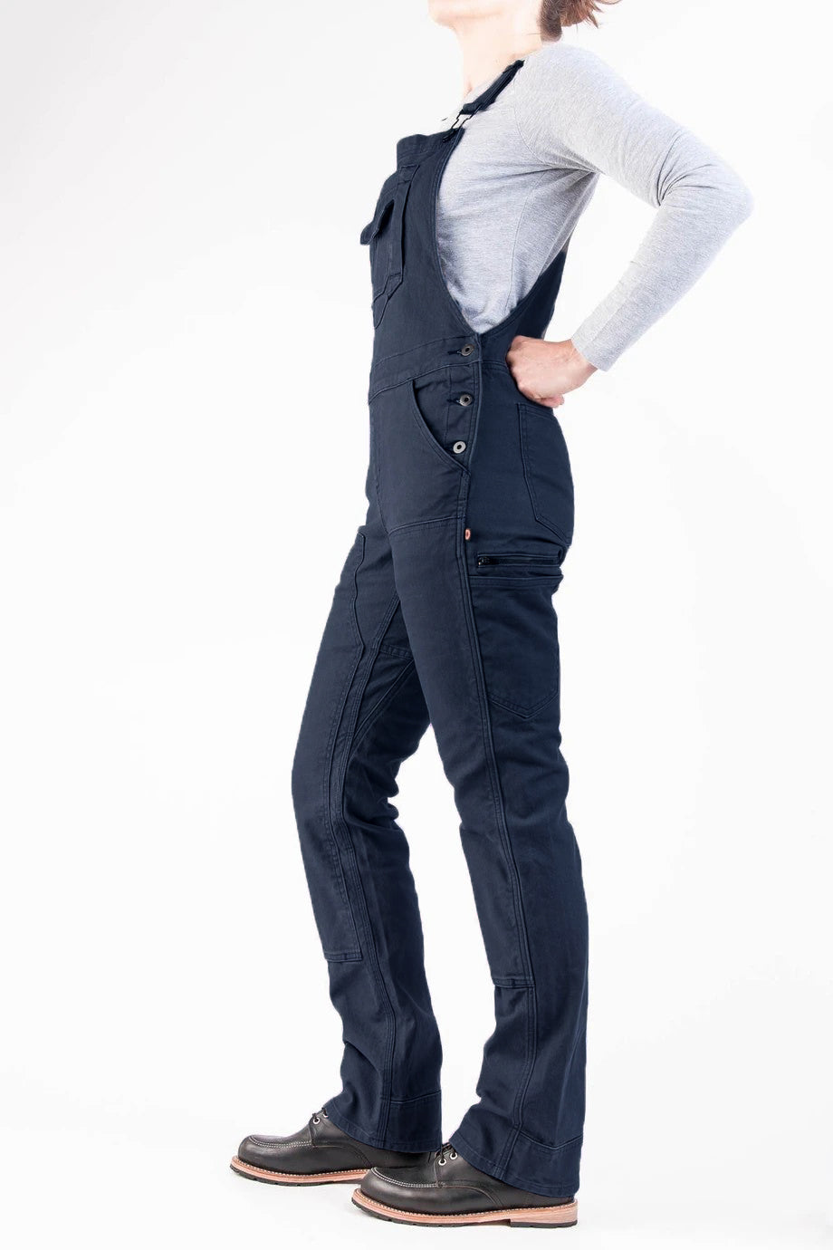 Women's Slim Fit Stretch Canvas Bib Overalls with Adjustable Suspenders