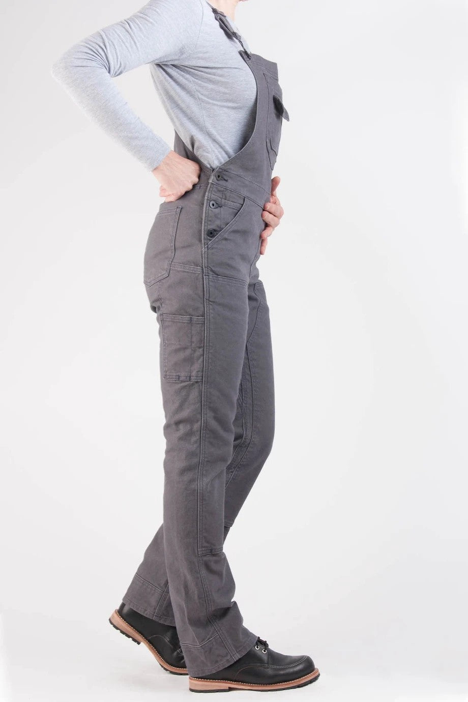 Women's Slim Fit Stretch Canvas Bib Overalls with Adjustable Suspenders
