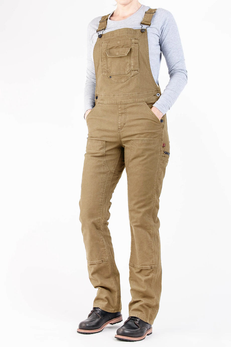 Women's Slim Fit Stretch Canvas Bib Overalls with Adjustable Suspenders