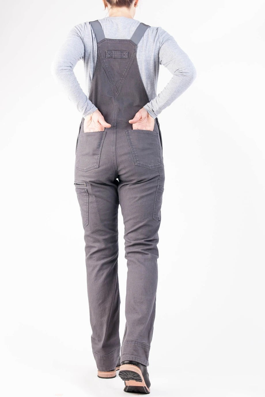 Women's Slim Fit Stretch Canvas Bib Overalls with Adjustable Suspenders