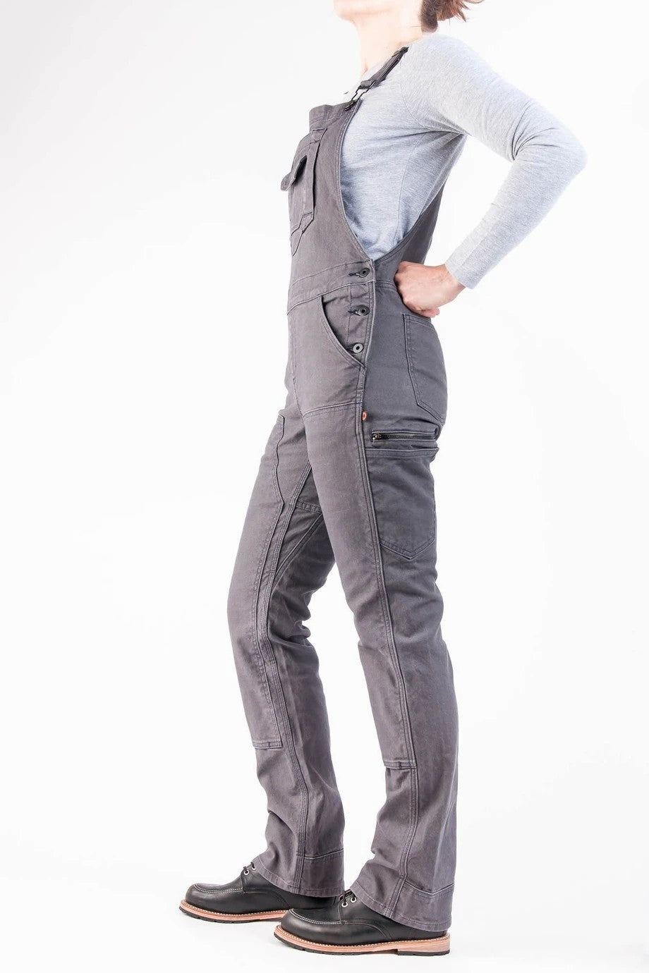 Women's Slim Fit Stretch Canvas Bib Overalls with Adjustable Suspenders