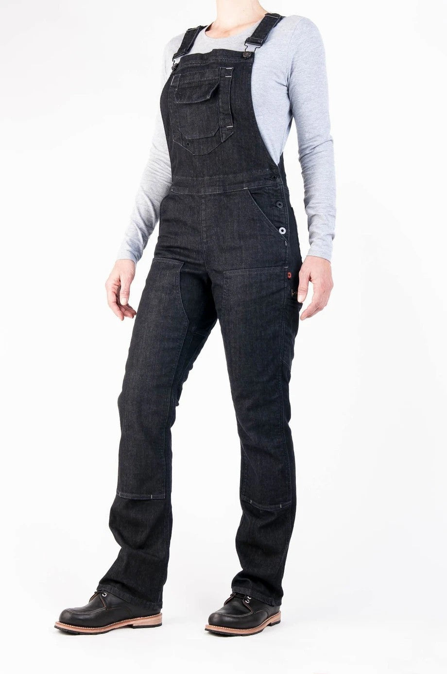 Women's Slim Fit Stretch Canvas Bib Overalls with Adjustable Suspenders
