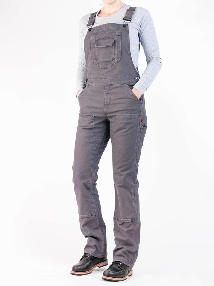 Women's Slim Fit Stretch Canvas Bib Overalls with Adjustable Suspenders