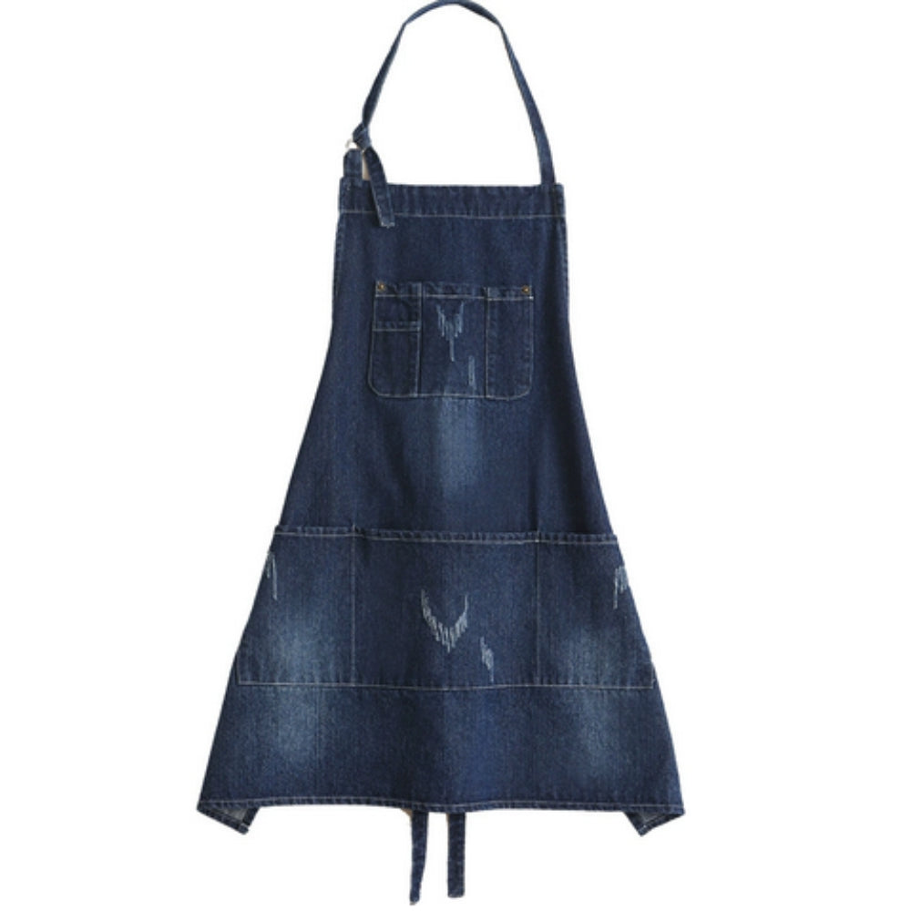 Classic Blue Denim Apron with Front Pockets