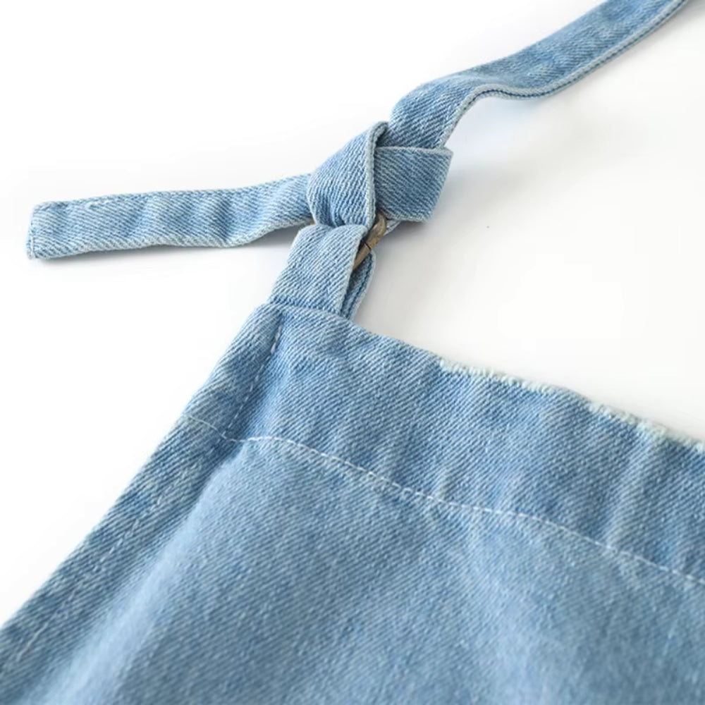 Classic Blue Denim Apron with Front Pockets