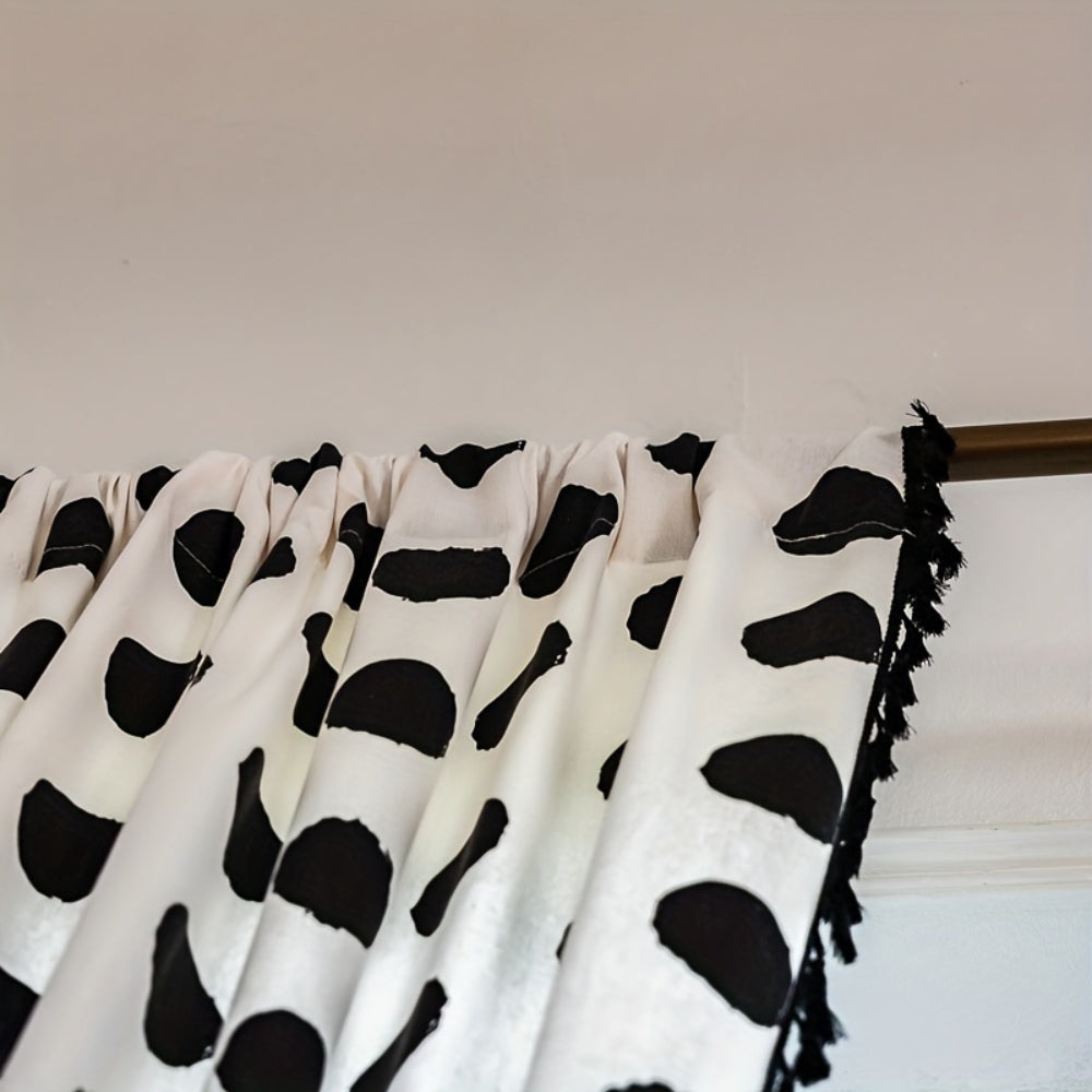 Polka Dot Tassel Linen Window Curtain