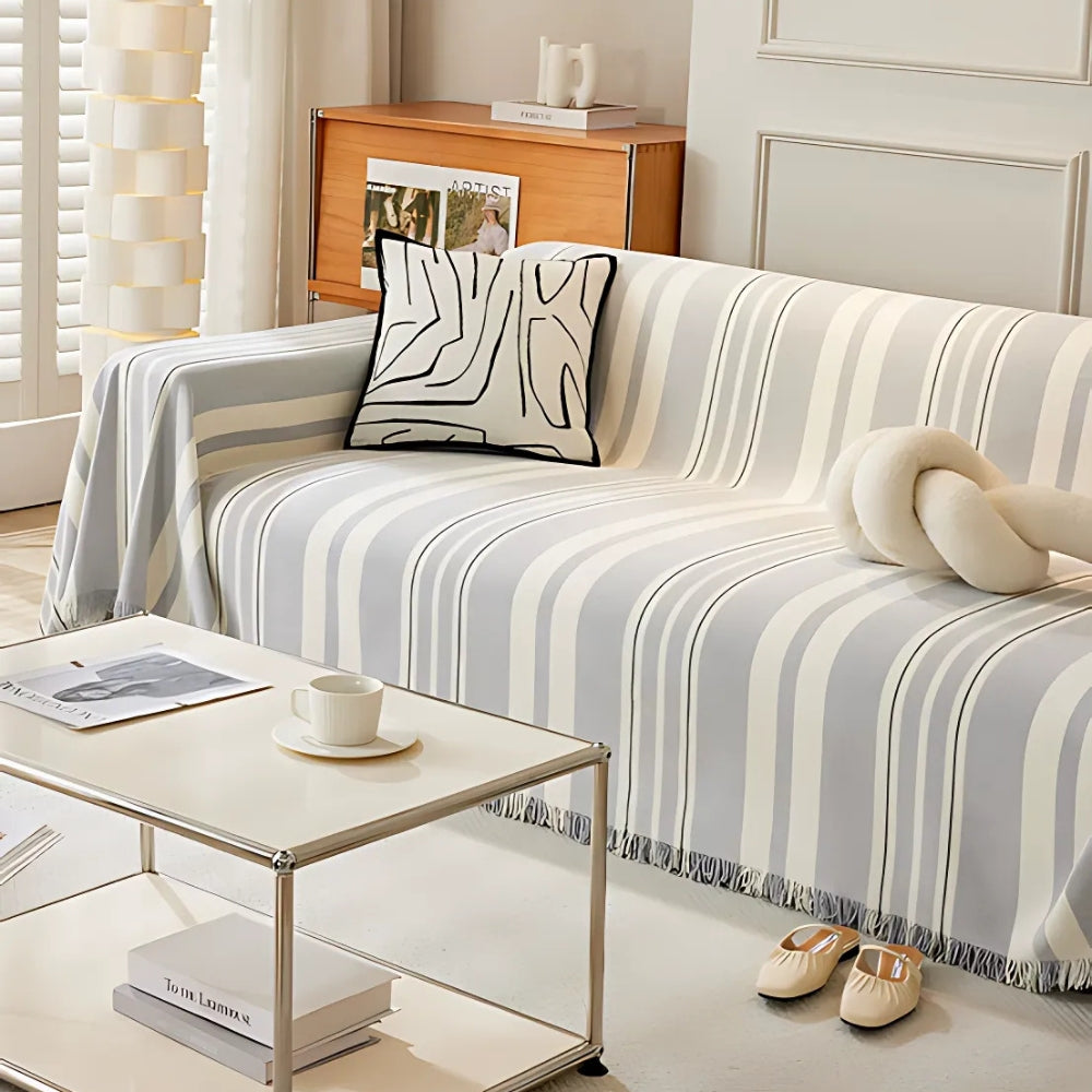Classic Striped Chenille Sofa Cover