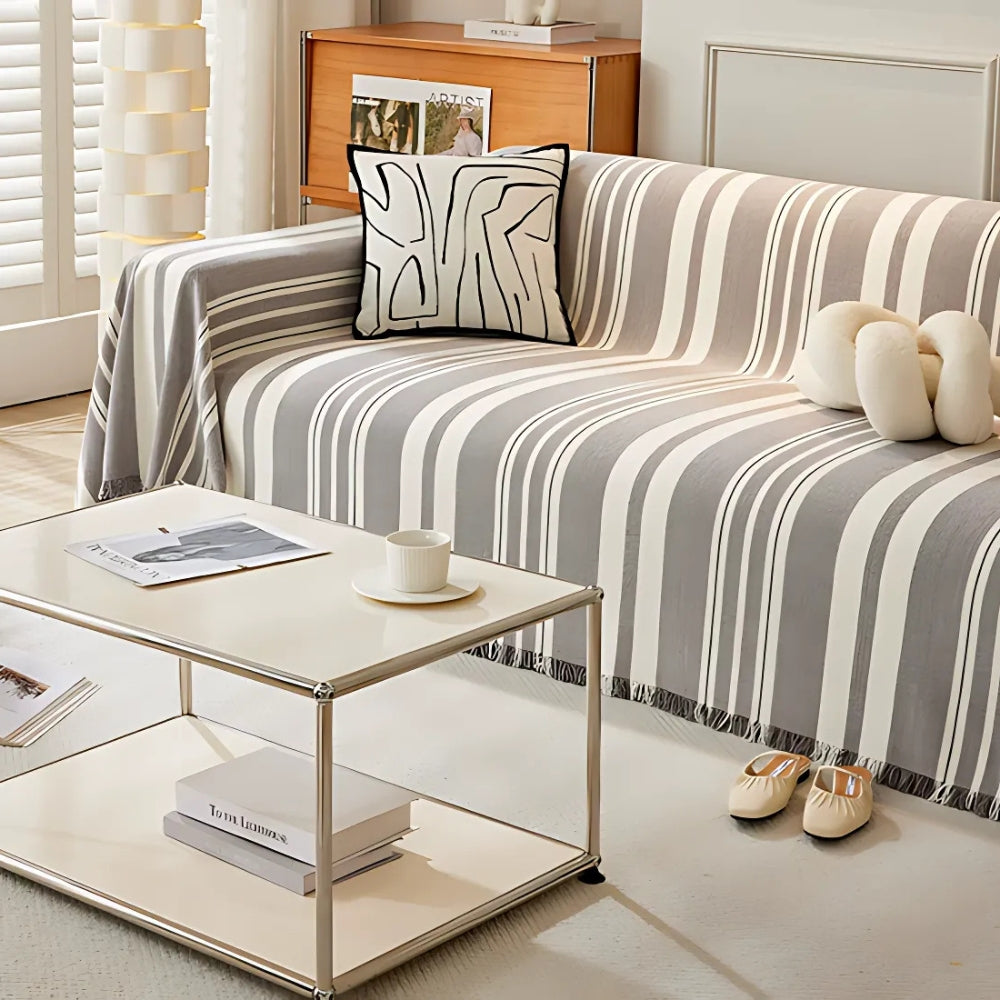 Classic Striped Chenille Sofa Cover