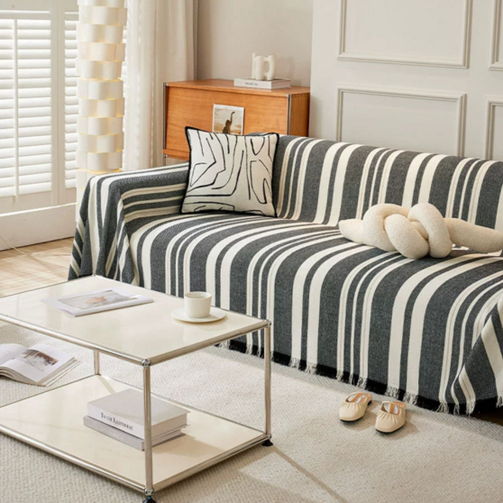 Classic Striped Chenille Sofa Cover