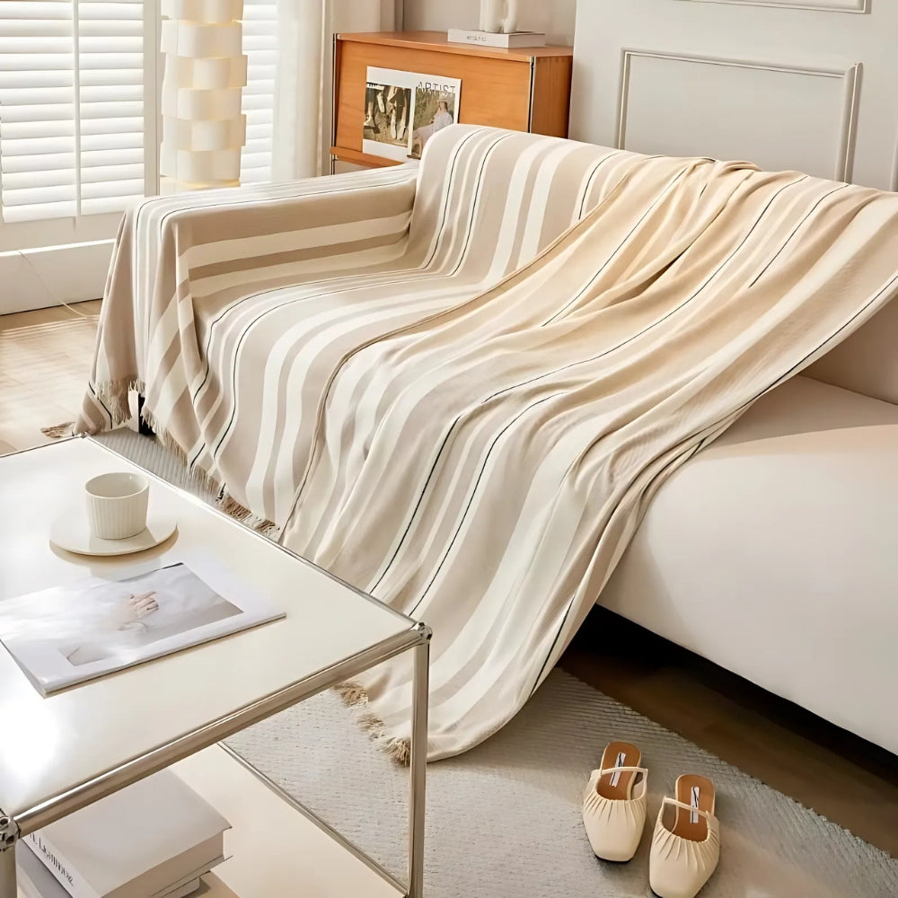 Classic Striped Chenille Sofa Cover