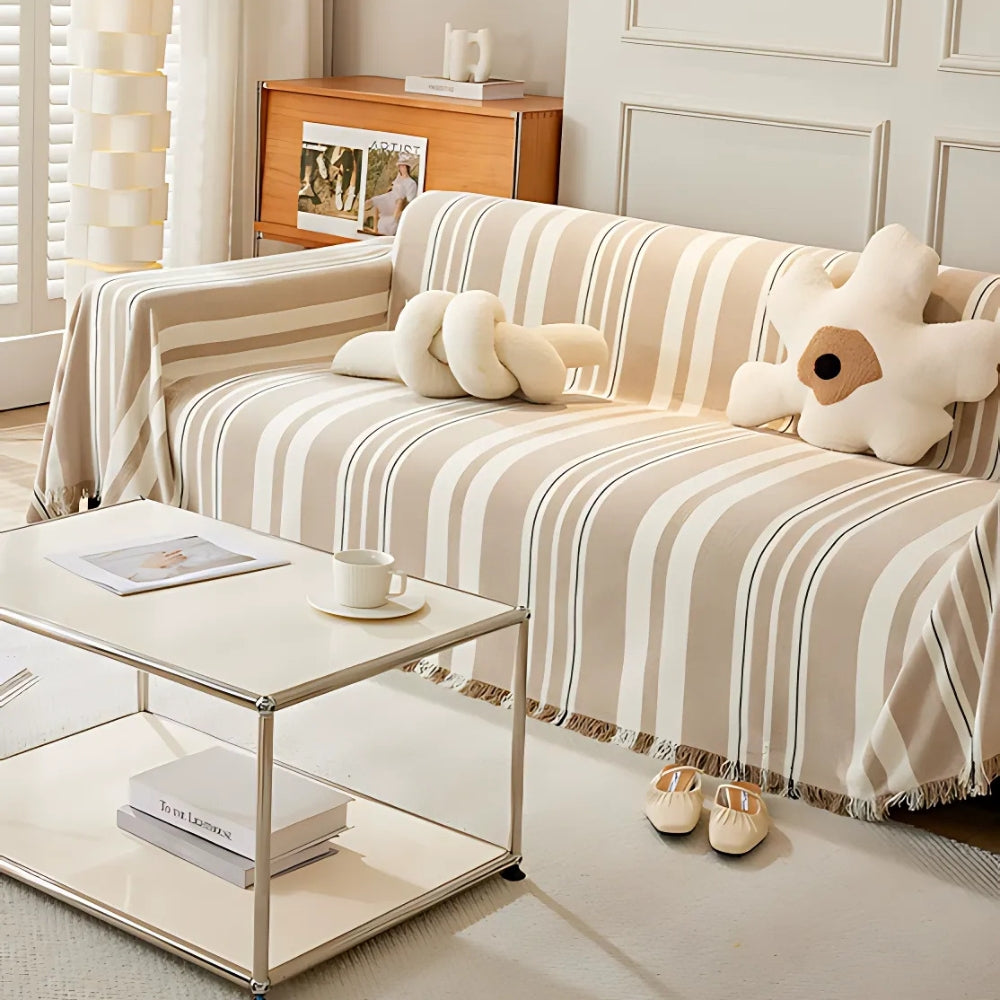 Classic Striped Chenille Sofa Cover