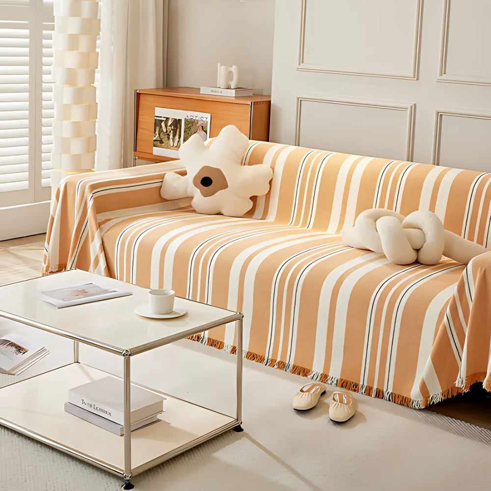 Classic Striped Chenille Sofa Cover