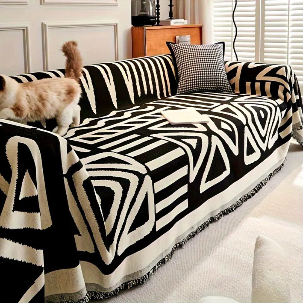 Reversible Triangle Pattern Chenille Sofa Cover