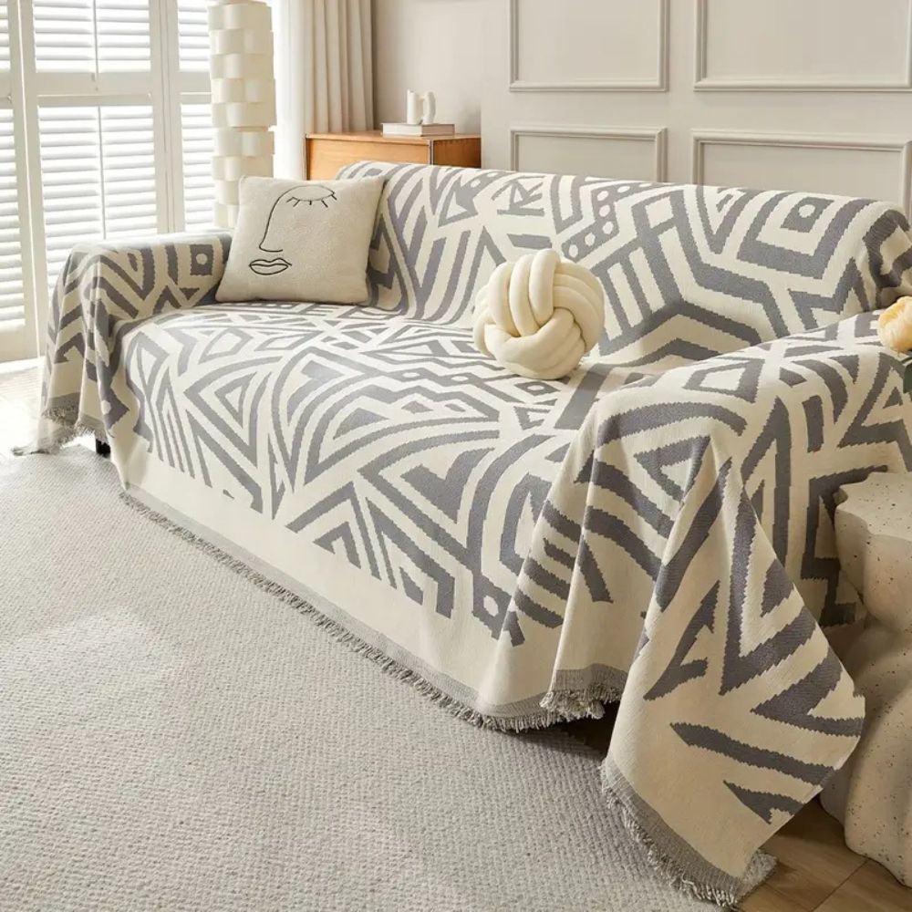 Triangle Pattern Chenille Sofa Cover for 1-4 Seaters