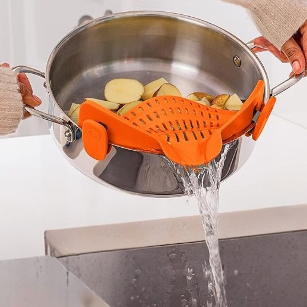 Clip-On Silicone Kitchen Strainer for Effortless Draining
