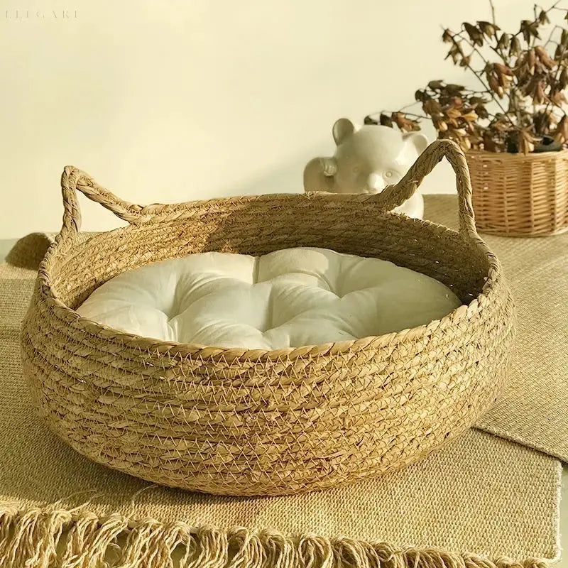 Super Soft Plush Cat Bed with Removable Cushion for Comfort and Support