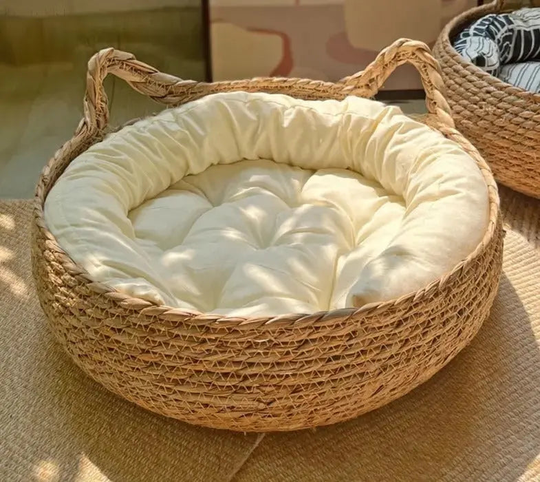 Super Soft Plush Cat Bed with Removable Cushion for Comfort and Support