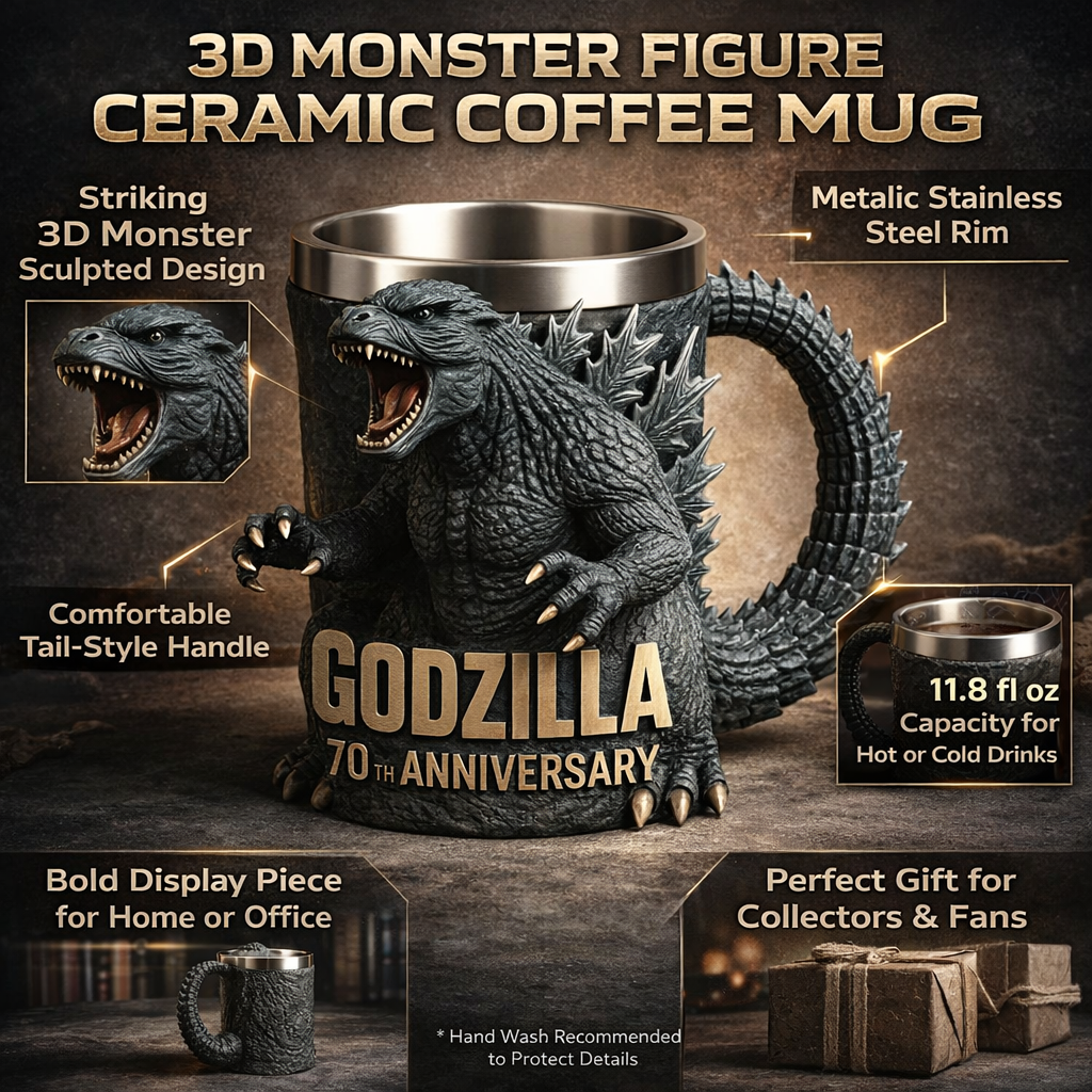 3D Monster Figure Ceramic Coffee Mug 11.8 oz