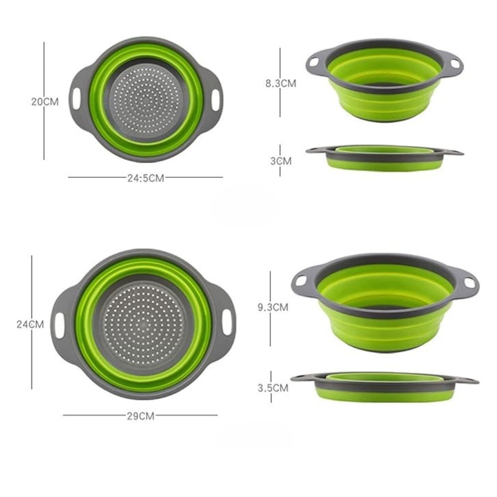 Collapsible Silicone Strainer with Comfortable Grip Handles
