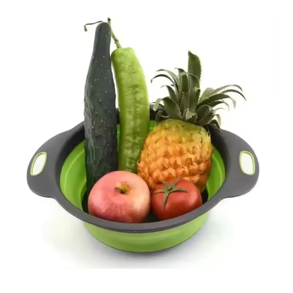 Collapsible Silicone Strainer with Comfortable Grip Handles