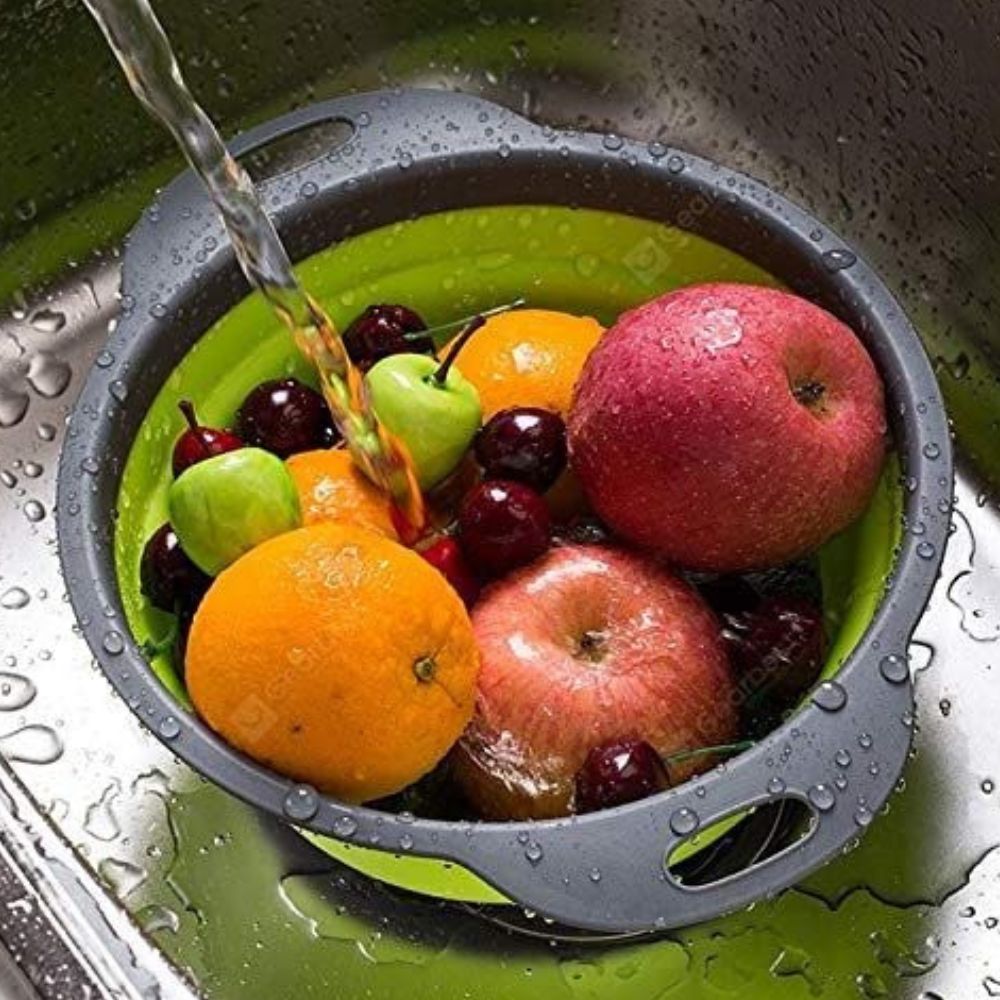 Collapsible Silicone Strainer with Comfortable Grip Handles