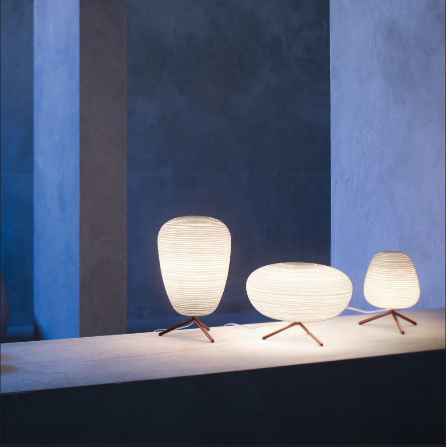 Japanese-Inspired Glass Table Lamp with Metal Base