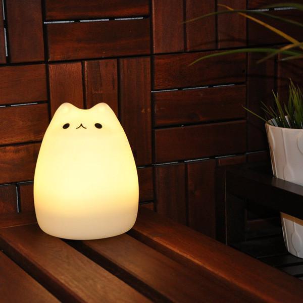 Color Changing Cat Night Light - Soft Silicone Mood Lamp