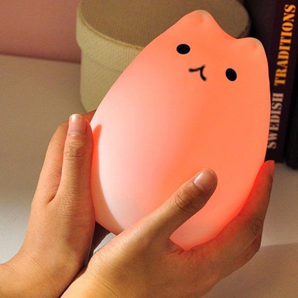 Color Changing Cat Night Light - Soft Silicone Mood Lamp