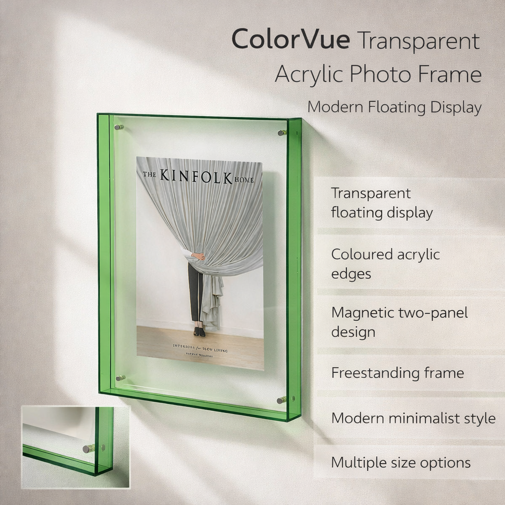 Transparent Acrylic Photo Frame with Vibrant Colored Edges