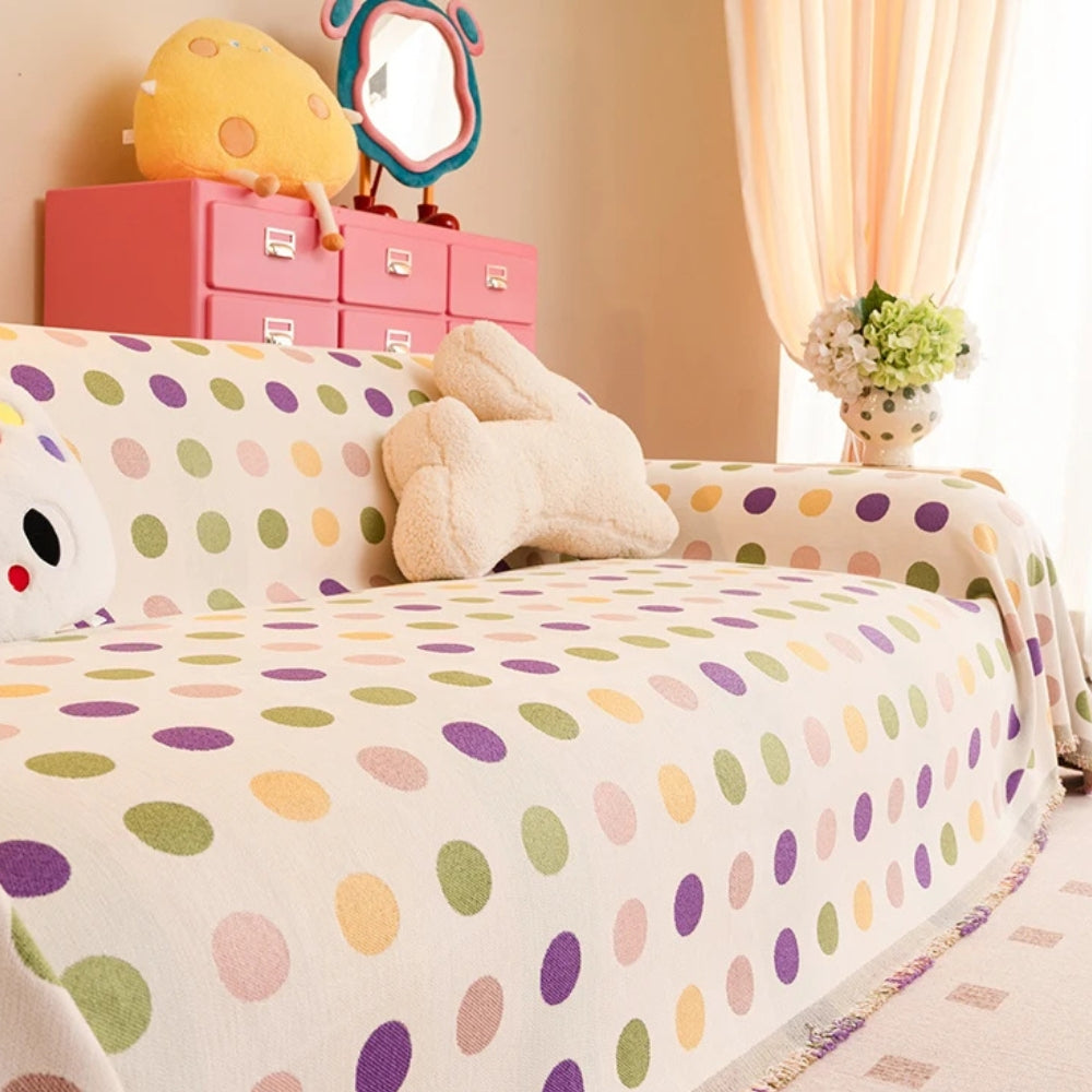 Colorful Polka Dot Microfiber Sofa Cover