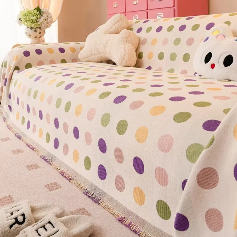Colorful Polka Dot Microfiber Sofa Cover