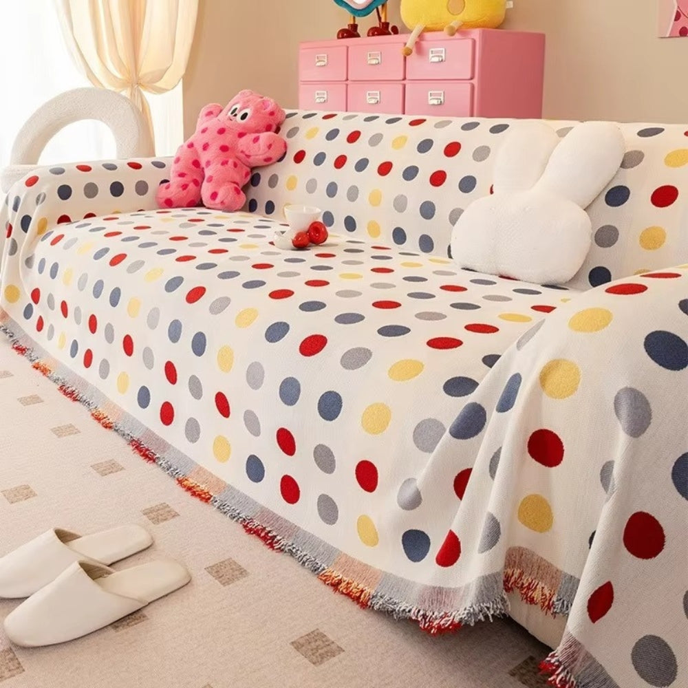 Colorful Polka Dot Microfiber Sofa Cover