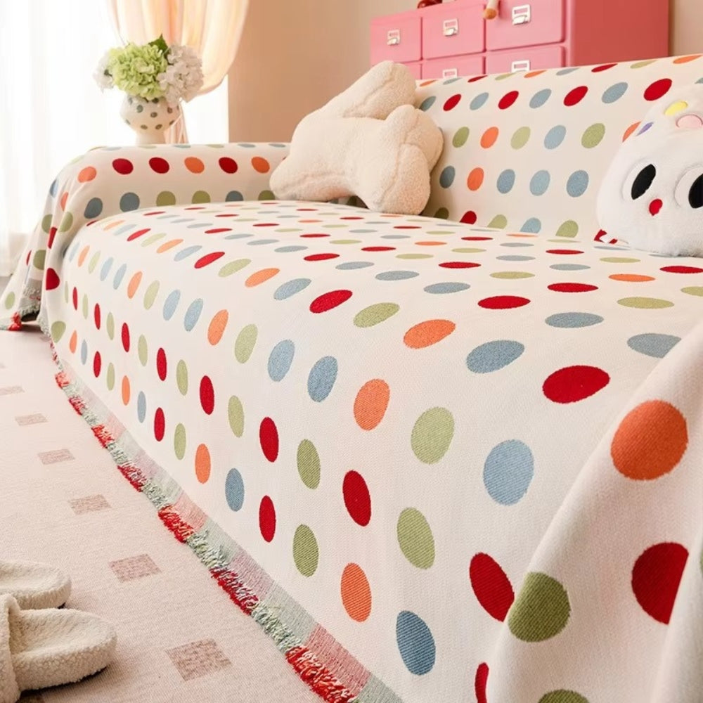 Colorful Polka Dot Microfiber Sofa Cover