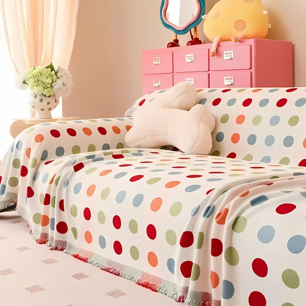 Colorful Polka Dot Microfiber Sofa Cover