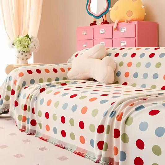 Colorful Polka Dot Microfiber Sofa Cover