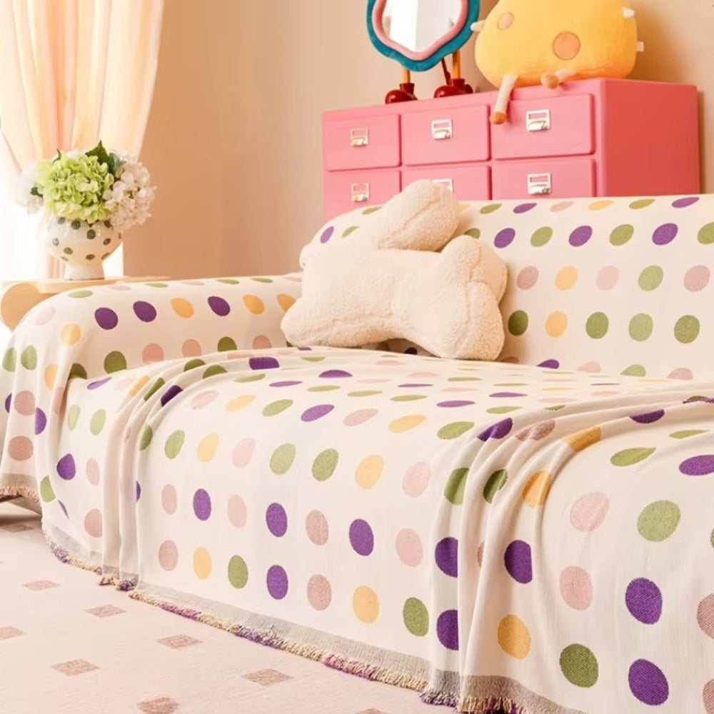 Colorful Polka Dot Microfiber Sofa Cover