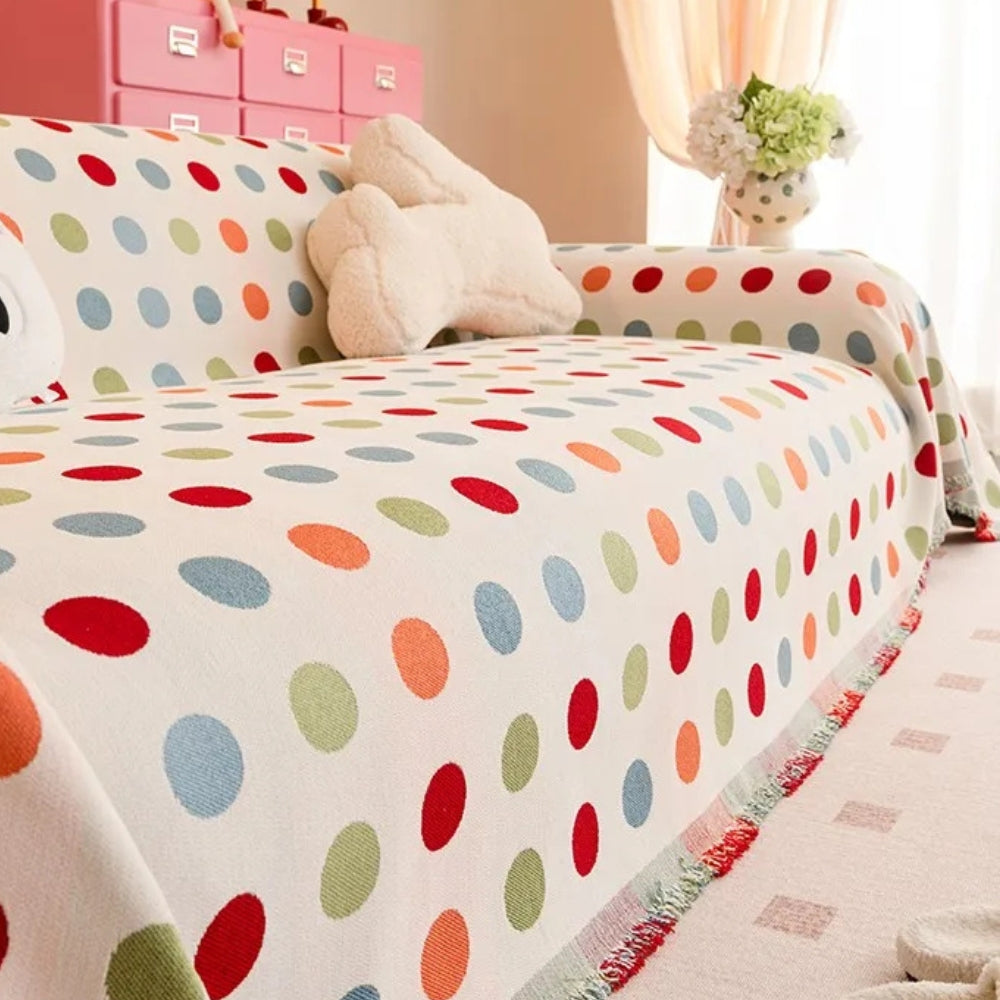 Colorful Polka Dot Microfiber Sofa Cover