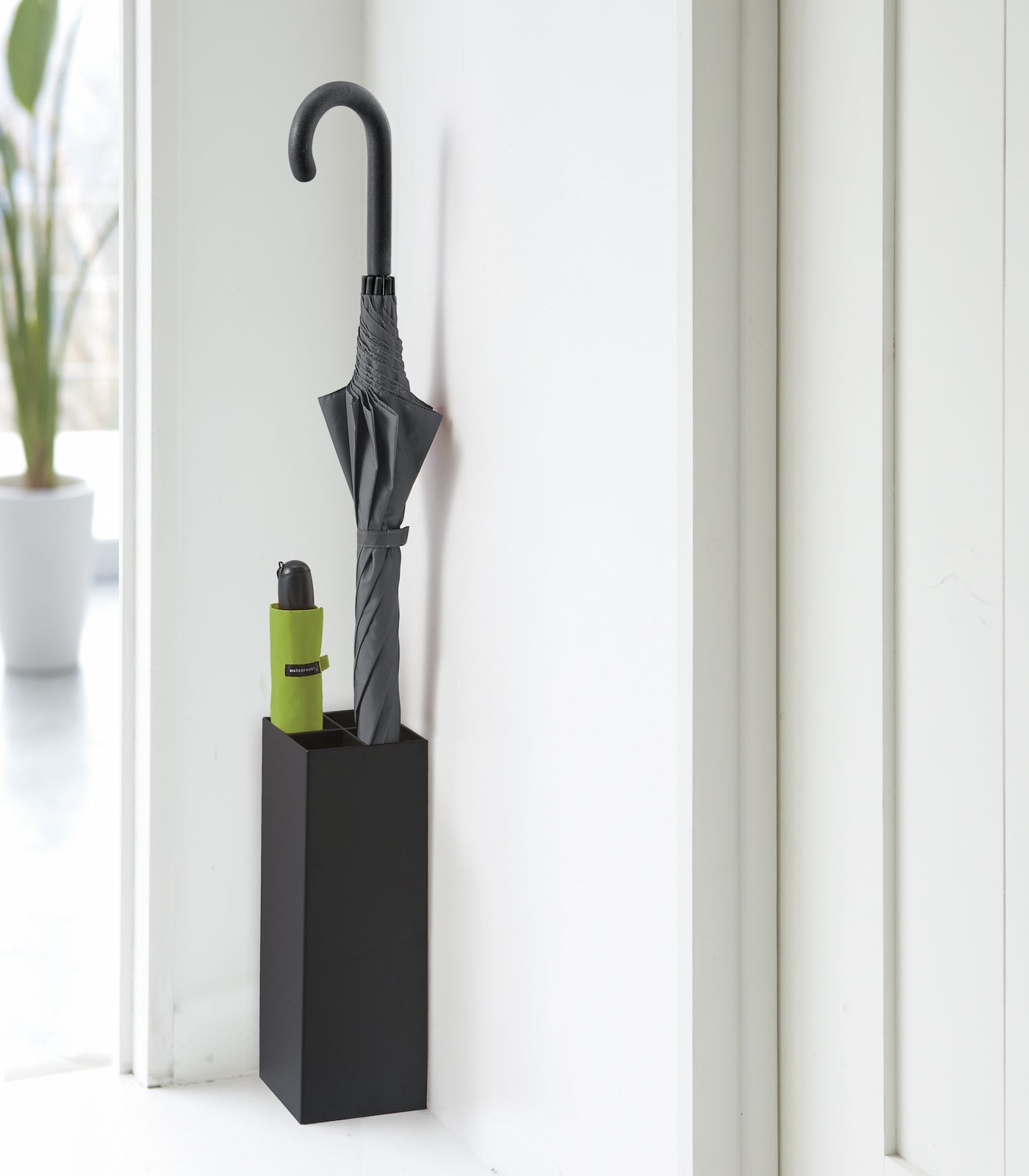 Compact Steel Umbrella Stand with Tiered Shelves