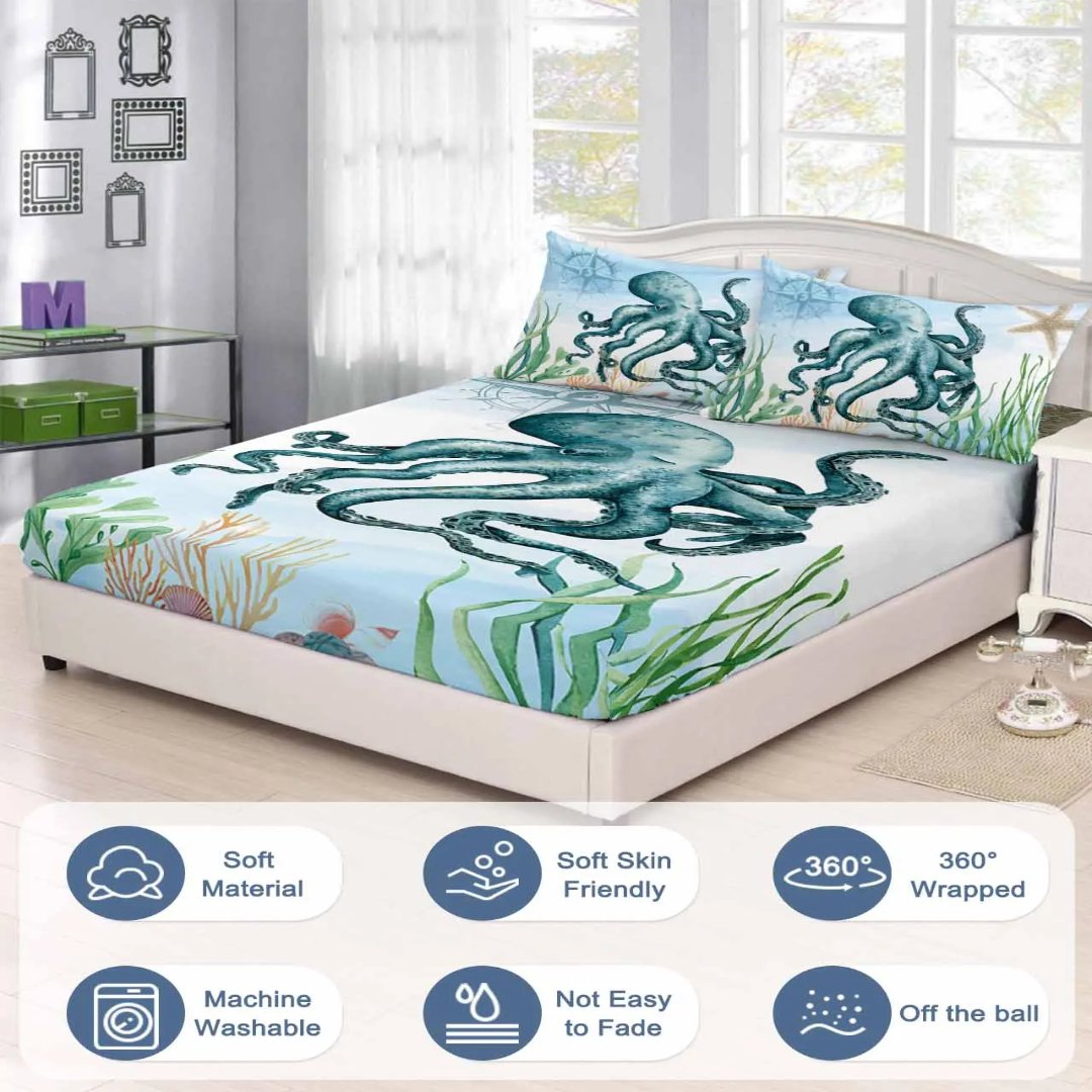 Octopus Eye Floral Duvet Cover Bedding Set - 3 Piece Comfortable Polyester Set