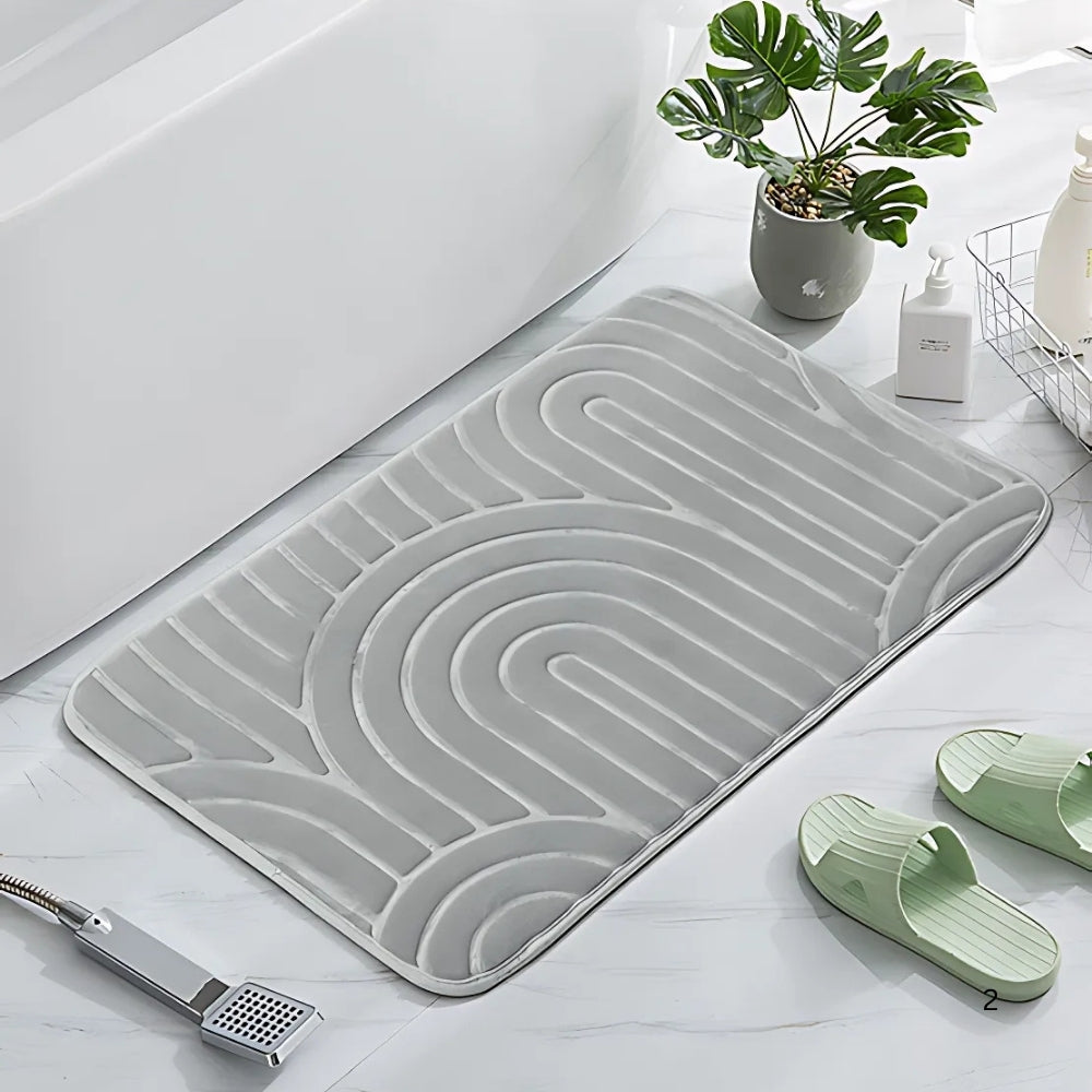 Cashmere Bath Mat with Non-Slip Base and Modern Arch Design