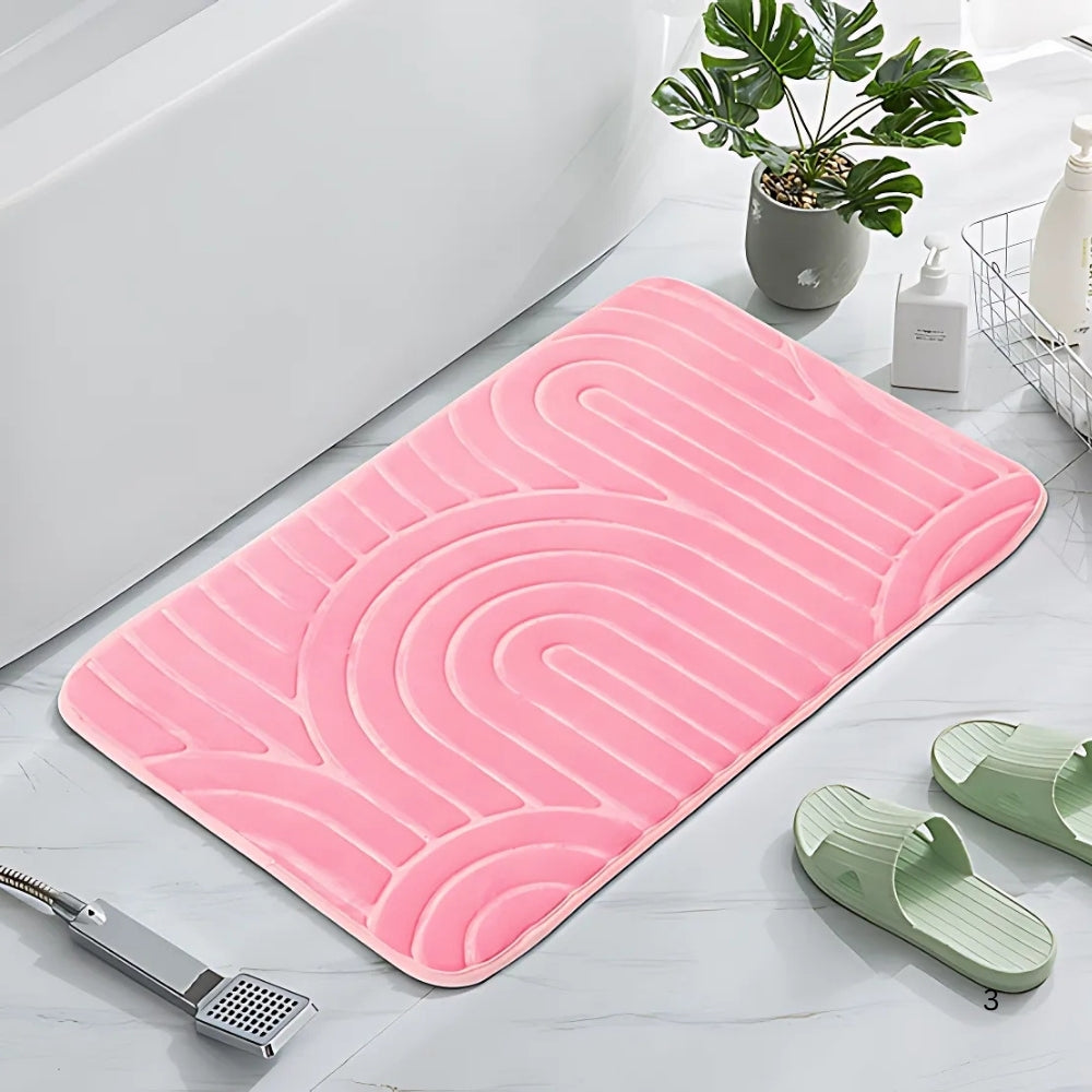 Cashmere Bath Mat with Non-Slip Base and Modern Arch Design